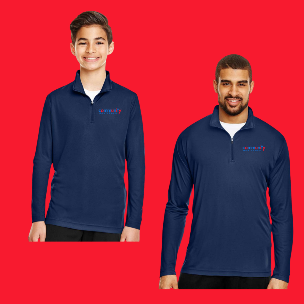 NAVY DRIFIT QUARTER ZIP-PRINTED LOGO